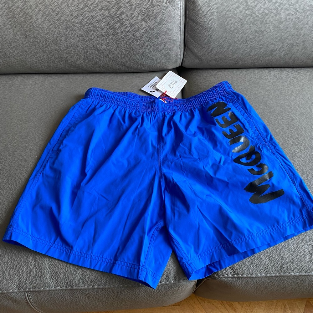 NWT Auth. Alexander MCQUEEN Graffiti Logo Swim Trunks Sz L ITALY - Picture 6 of 15